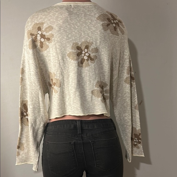 Promesa Floral-Pattern Crop Knit Sweater Long Sleeve Size Small - Picture 12 of 16
